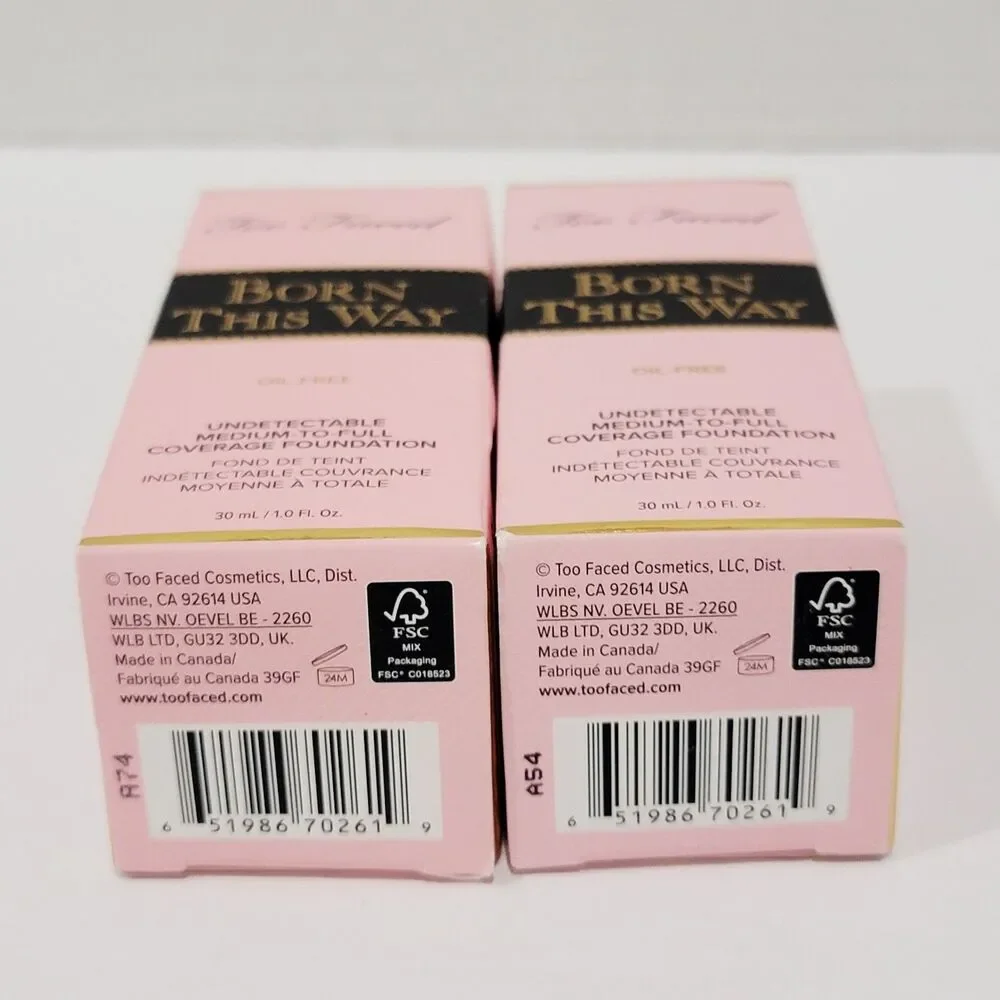 Too Faced Born This Way BUTTER PECAN Undetectable Foundation 1.0 Fl Oz Lot of 2